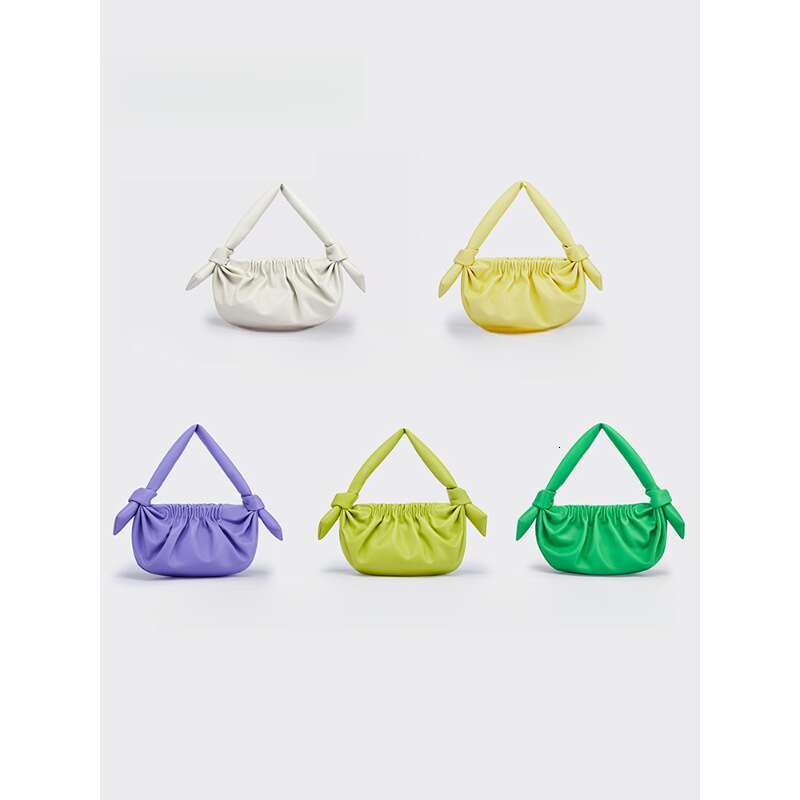 Design Underarm Handbag Shoulder Bag Mini bag Cowhide Versatile Pleated Genuine Leather Bow