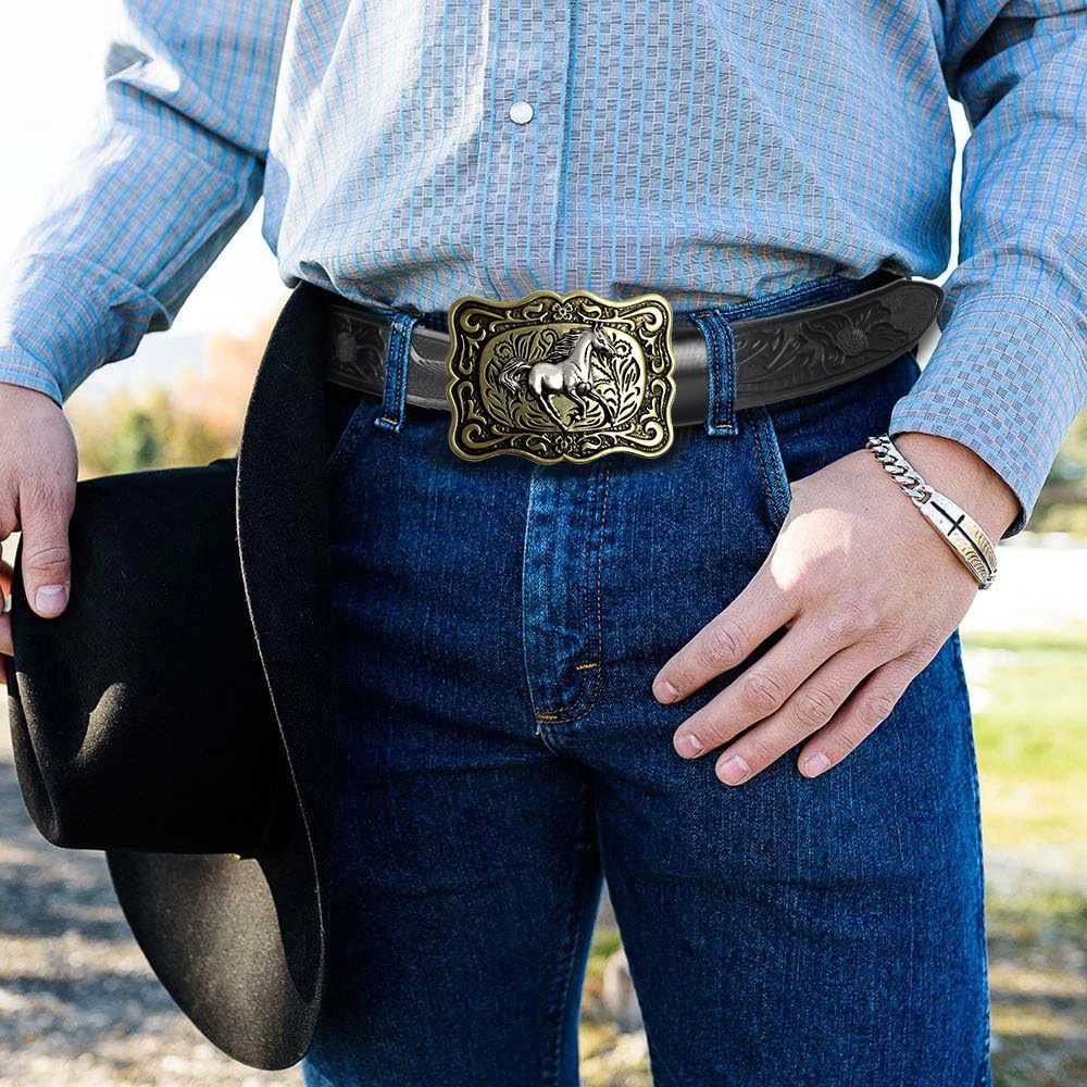 Quality Mens Leather Belt Golf Belt with Rivet Buckle Vintage Fashion Style to Match with Jeans and Casual Trousers Suitable X250614