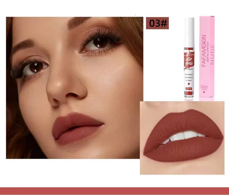 12 Color Sexy Long Lasting Velvet Matte Liquid Lipstick Makeup Women Beauty Red Nonstick Cup Waterproof Lip Gloss happy