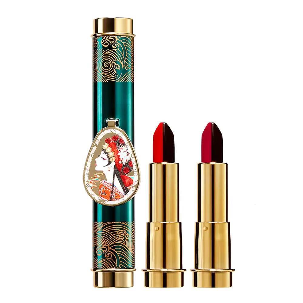 Chinese Style Magic 10 Colors Lipstick With Mirror Changeable Color Waterproof Non-stick Cup Smooth Lipsticks Cosmetics happy