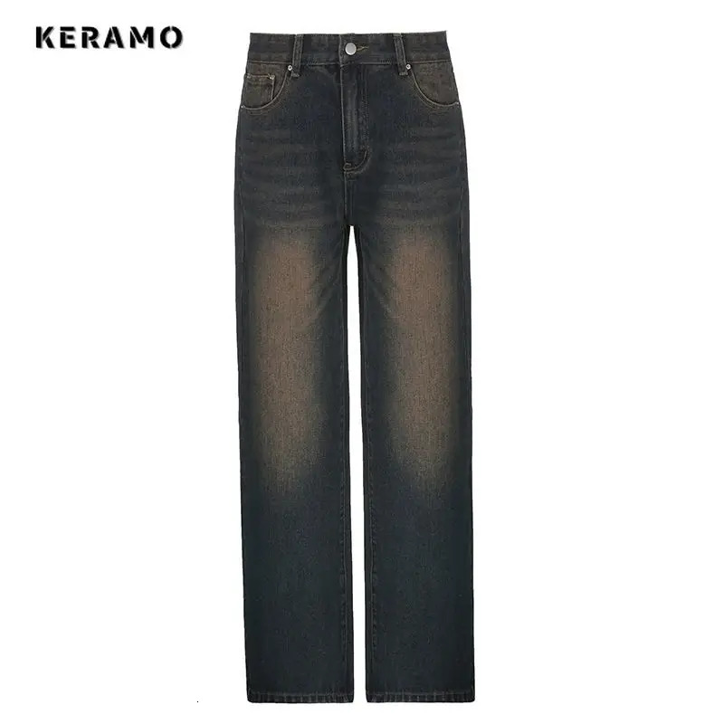 Aesthetic Street Style Harajuku Jeans Womens Casual Mop Full Length Pants Summer Vintage Y2K Punk Baggy Denim Trouser 250612