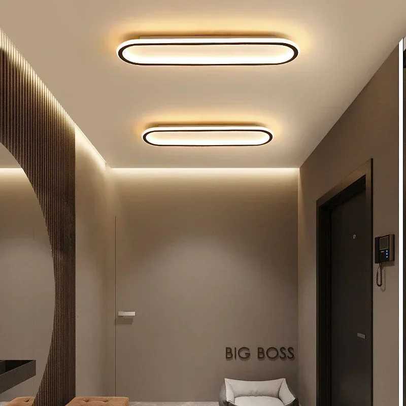 LED Modern Ceiling Light Oval Black Corridor 40/60/80CM Lamp For Bedroom Gallery Porch Living Room Hotel Indoor Lighting Fixture XJ2500613