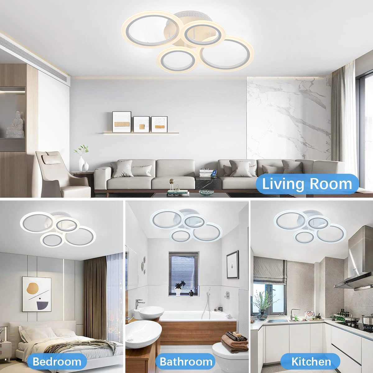 LED Acrylic Ceiling Light Chandelier Ring Pendant Lights Lamp Dimming Remote Control Indoor Lighting Fixture Bedroom Living Room XJ2500613