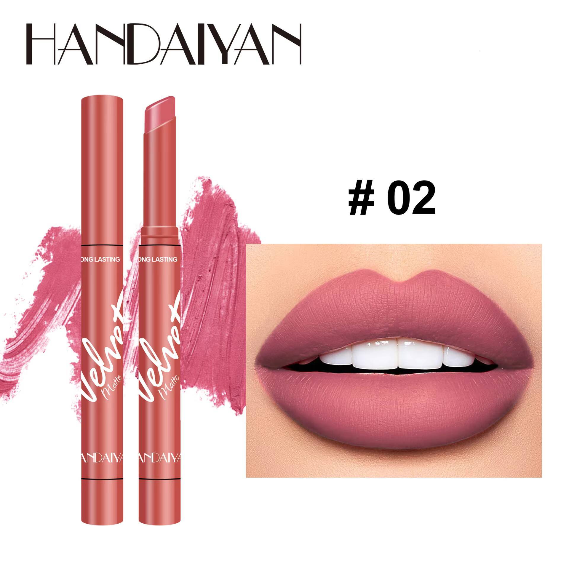 Handaiyan 8 Colors Matte Waterproof Velvet Nude Lipstick Pink Red Sexy Lip Matt Long Lasting Pigments Makeup happy