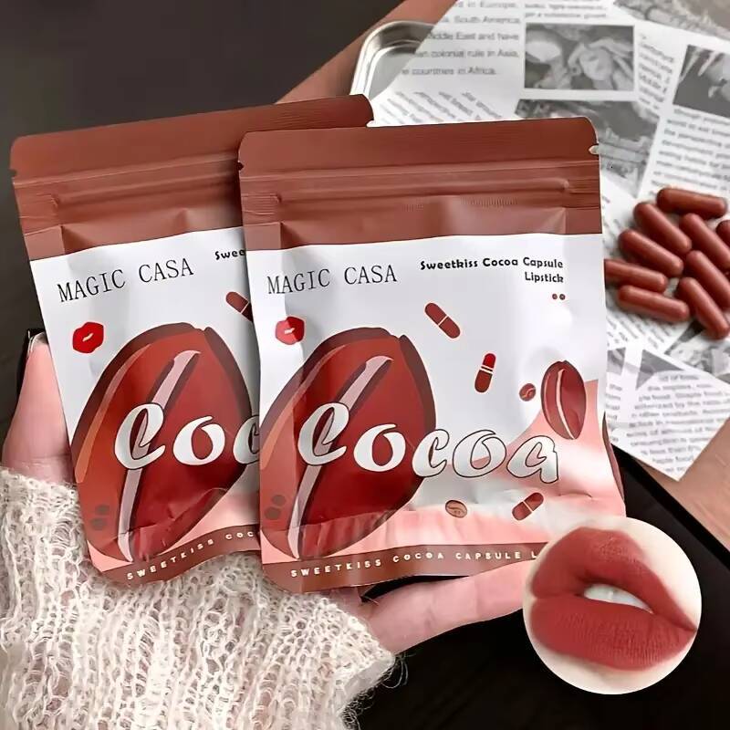 10Pcs Chocolate Mini Lipstick Set,Long-Lasting Matte Velvet Lipstick,Creamy Texture,Non-sticky Cup Design for all Skin Types happy