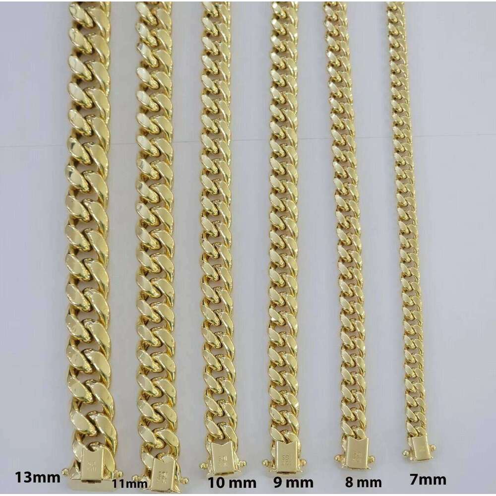 Customized Italian 10Kt Real Yellow Bracelet /Necklace 6Mm-15Mm Miami Cuban Link Franco Solid Gold Chains
