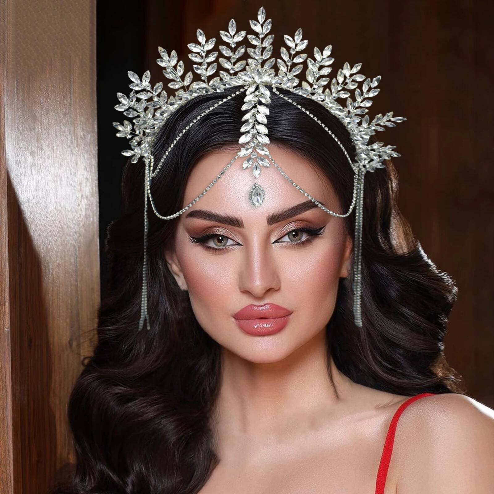 DZ131 Handmade Wedding Hairband Crystal Bride Tiara Bridesmaid Headpiece Women Jewelry Tassels Bridal Crown Baroque Headband