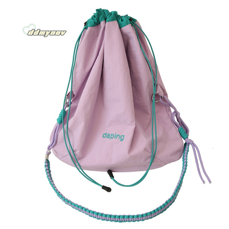 2024 New Fashion Versatile Drawstring Crossbody Personality Simple Single Shoulder Women's Bag Color-blocking Lightweight Handbag ddmynov