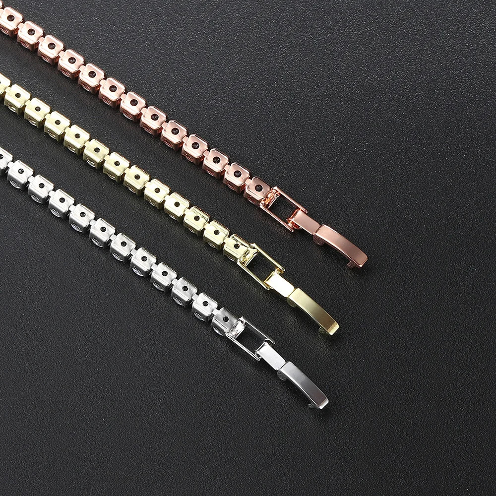 Colorful Zircon Tennis Bracelet Bangle for Women Silver Color 4mm Rainbow Crystal Hand Chain Jewelry Friend Gifts H229 250610
