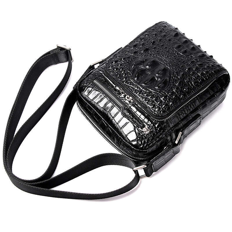 Genuine Pattern New Crocodile Leather Shoulder Top Layer Cowhide Men's Fashion Casual Crossbody Bag