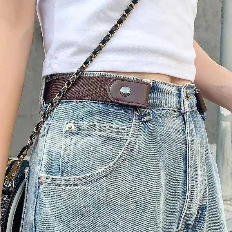 2024 Hot Mens and Womens Invisible Belt Without Buckle Seamless Lazy Belt Wild Elastic Jeans Belt Decoration Ins Style X250614
