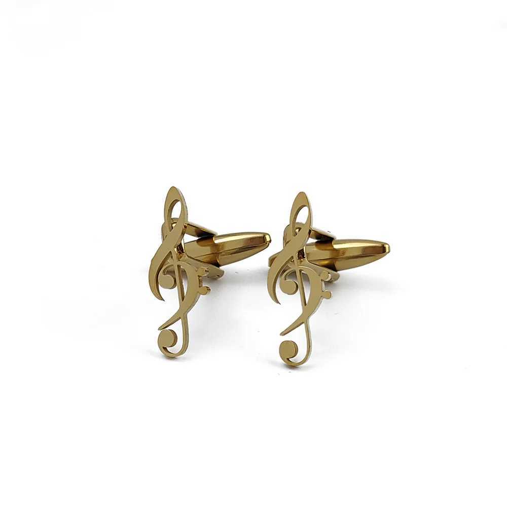 Unique 18K stainless steel gold-plated cufflinks high-pitched clef design fashionable lapel pin gift for friends XJ250614