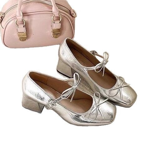 Ddmysports Spring Summer French Chunky High Heel Shallow Mouth Single New Fairy Style To Match Skirts Mary Jane Leather Shoes Outdoor Shoes