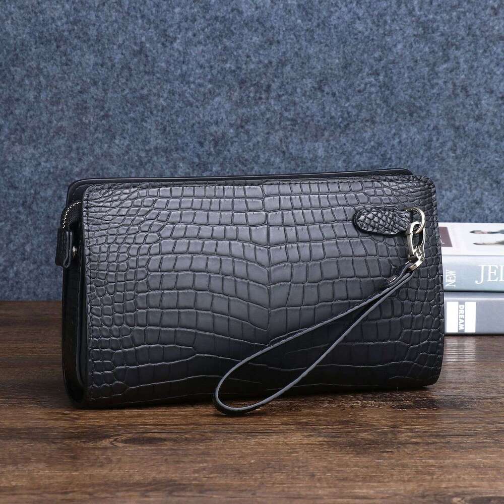 Color Belly Fog Crocodile Pattern Password Lock Large Handbag Business Multi-Functional Men's Bag Multi-Card Slot Wallet Trendy