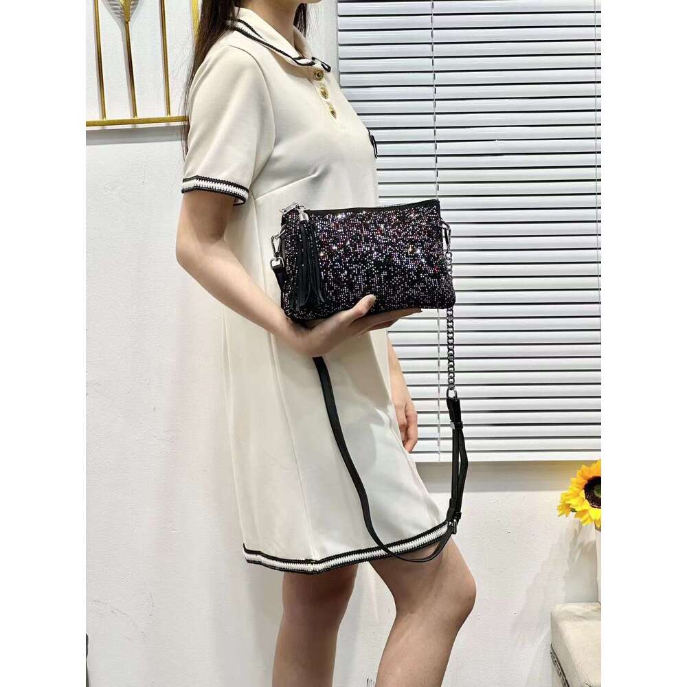 Style Full Shiny Underarm Bag for Women 2024 New Trendy Fashion Versatile Single Shoulder Crossbody Multi Hot Diamond Small Square