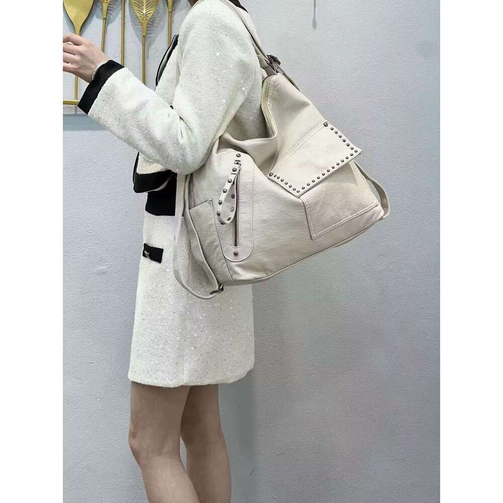 New Large Capacity Women's Trendy Fashionable Shoulder Versatile Backpack Soft Leather Crossbody Bag