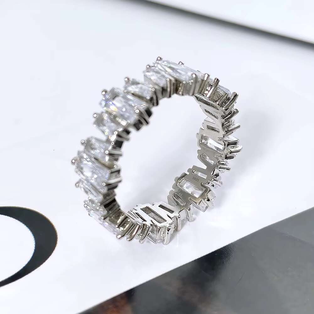 FOXI Fast Shipping in Stock 925 Sterling Silver Baguette Cut VVS D Moissanite Diamond Past Tester Wedding Engagement Rings