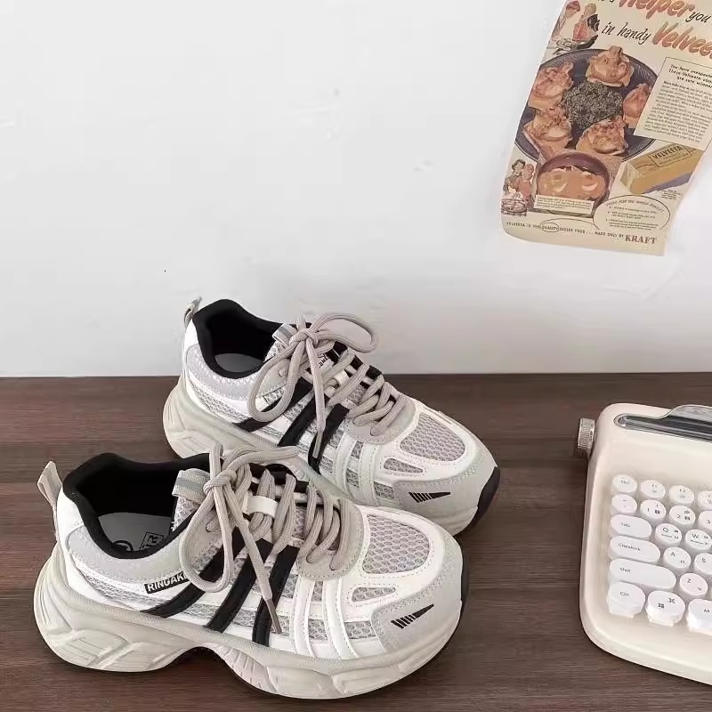 Ddmysports Platform Height Increasing Dad Sneakers For Women Spring Autumn New Color Block Lace Up Versatile Running Sports Casual S Shoes Trend Outdo