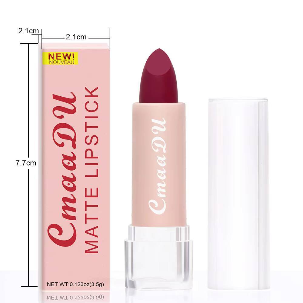 15 Colors Matte Lipsticks Waterproof Long Lasting Sexy Red Stick Makeup Brown Velvet Pigments Lip Tint Profissional Cosmetic happy