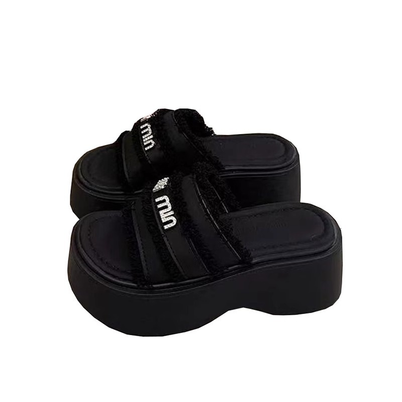 Ddmysports High Quality Wedge Heel Height Increasing Thick Soled One Strap Sandals For Women Summer Outdoor Fashionable And Stylish New Trend Outdoor 