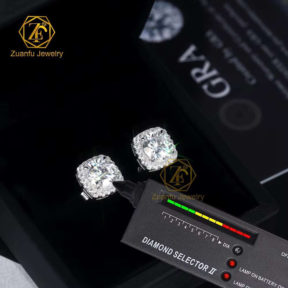 Halo Stud Earrings 18k Gold Plated Sterling Silver S925 Moissanite Classic Vintage Fine Jewelry Stud Earrings Women Jewelry