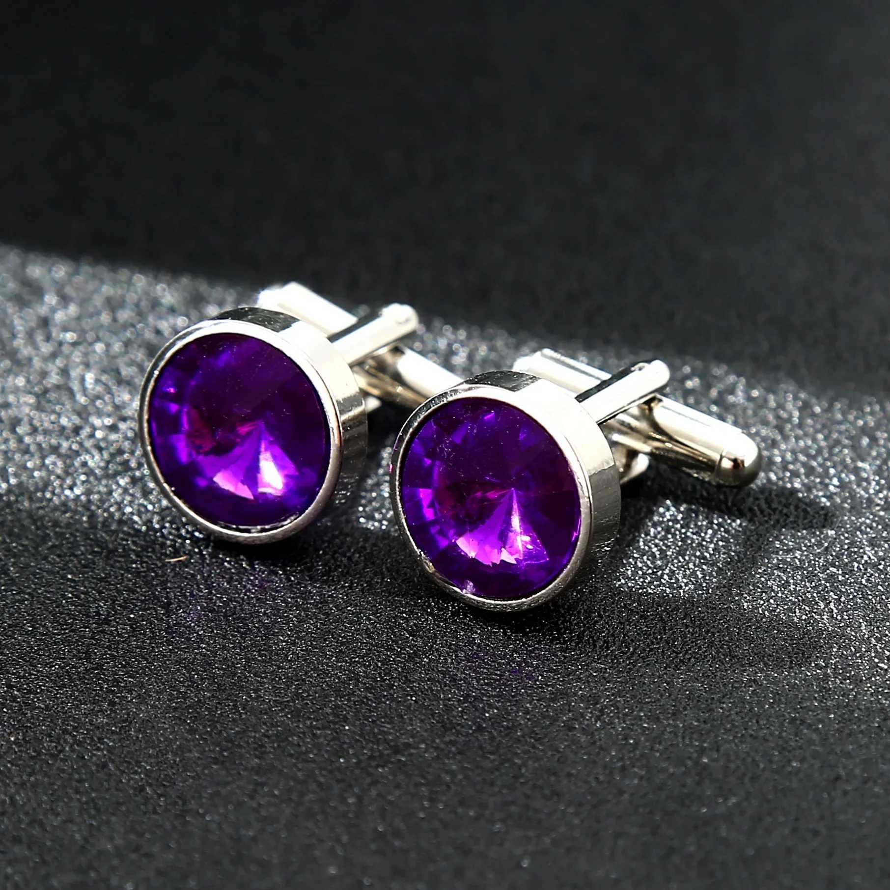 Mens Multicolored Crystal Cufflinks French Shirt Cuff-Buttons Fashion Luxury British Korean Business Banquet Wedding Cuff Links XJ250614