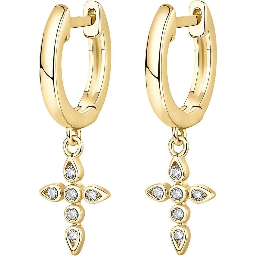 erling Sier Posts for Women | Small Religious Faith Cubic Zirconia Cross Studs Hies Earrings