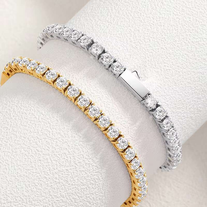 Lab-Diamond-Tennis-Bracelet Black Natural Clover Cuban Women Vvs Men Grown Moissanite Lab Tennis Real Diamond Gold Bracelet