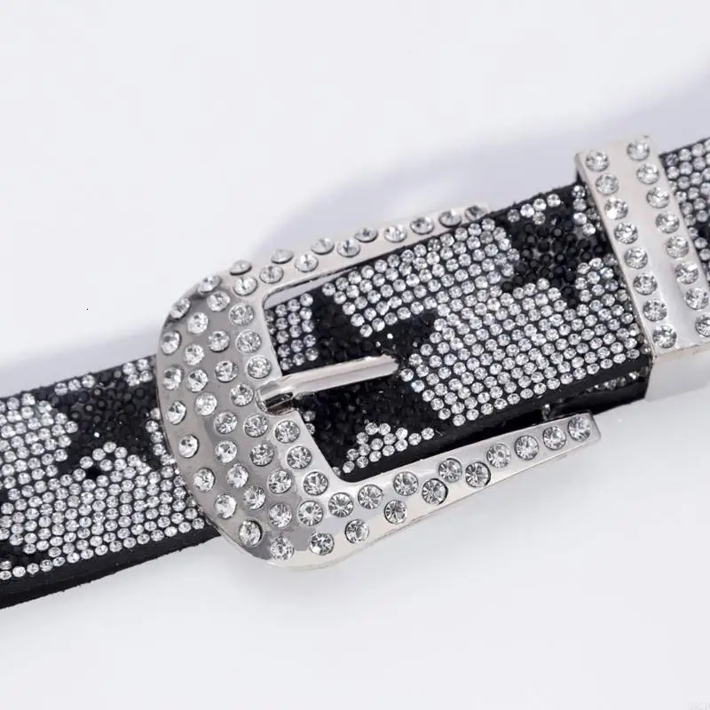 28GD Cool Gothic Waist Chain Casual Belt Studded Waist Ceinture Lady Glittered Belt 250610