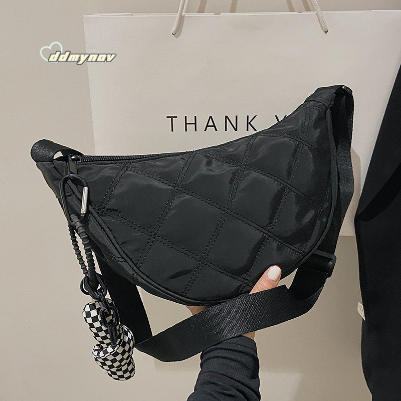 High-End for Women Large Capacity 2025 Spring Summer New Trendy Fashion Niche Quilted Shoulder Crossbody Dumpling Bag ddmynov