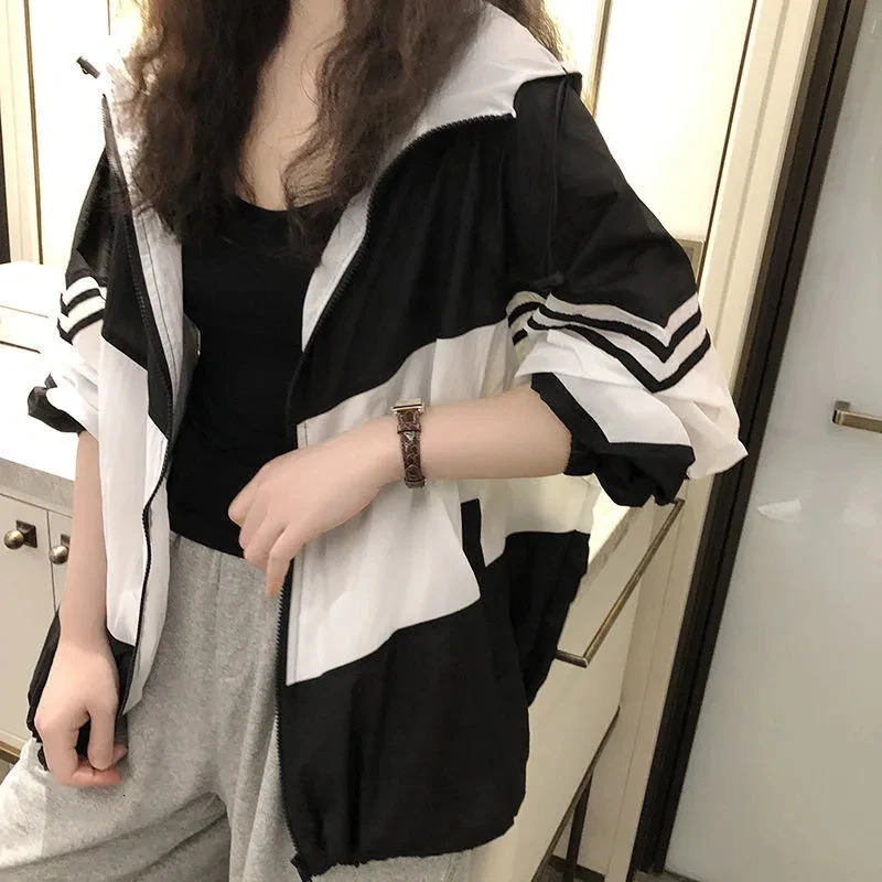 Sun Protection Clothing Womens Thin Short Jacket Korean Summer Loose Basic Coat Casual Breathable Sunscreen Outerwear 250611