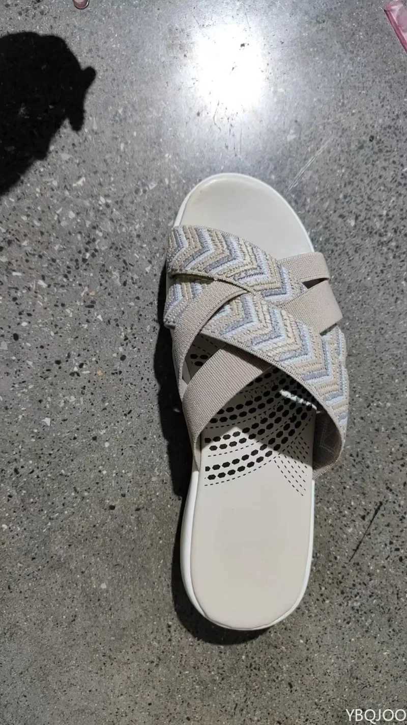 2025 yeni yaz Kadn rahat Kaln Yastkl Terlik Geni apraz Askl Rahat Plaj Sandalet Ak Burunlu Platform Wedge Sandalet Z250614