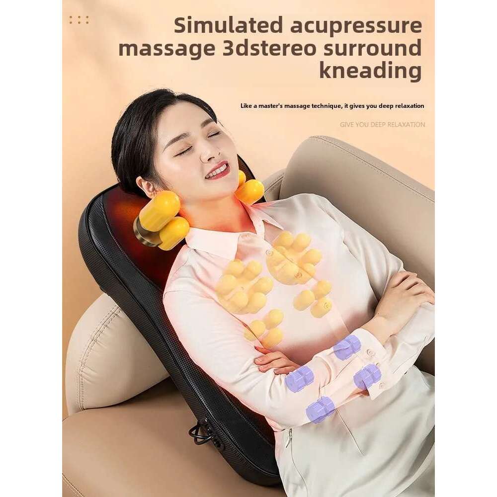 JAIYORL New Chair Type Strength Full Body Neck Shoulder Rolling Pad Waist Cervical Massager Remote Control