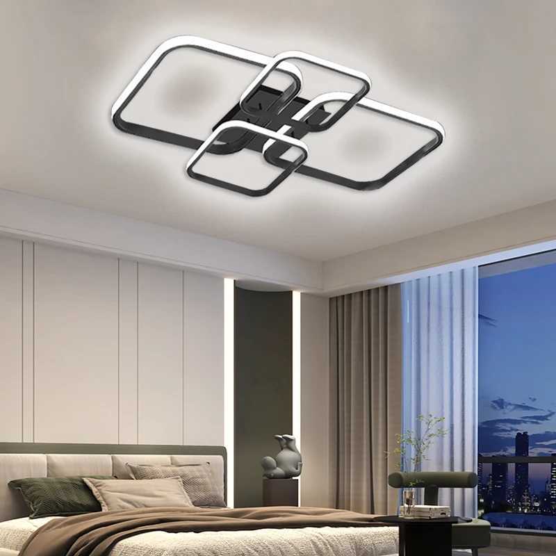 Modern LED Ceiling Lights Square 4 Heads Black And White Decorative Lamps For Bedroom Living Room Study Dining Room Home FixtureXJ2500613