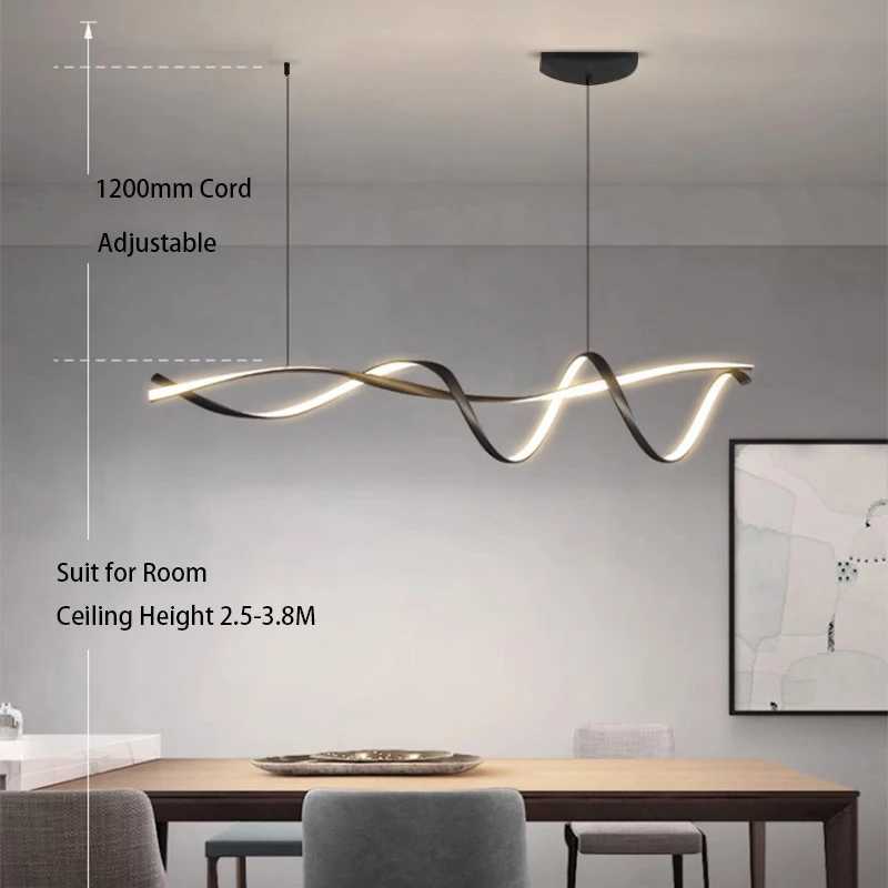 NEO Gleam Matte Black Modern LED Pendant Lights For Dining Room Kitchen Island Bar Room Indoor Hanging Pendant Lamp Fixtures XJ2500613