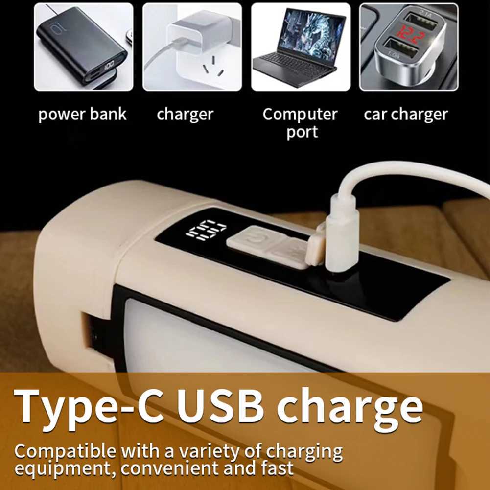 High Power Foldable 3 Light Modes Portable Lantern Digital Display 360 Rotation Lamp Strong Magnetic Attraction for Emergency Camping W250613