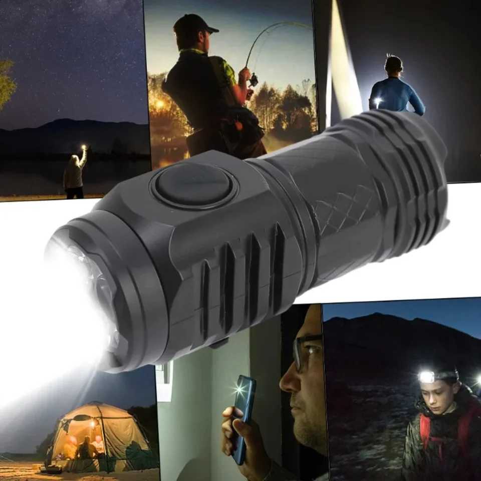 Powerful Portable Flashlight Mini Three Eye Flashlight USB Rechargeable Strong Light Camping Fishing Lantern Magnet Torch W250613