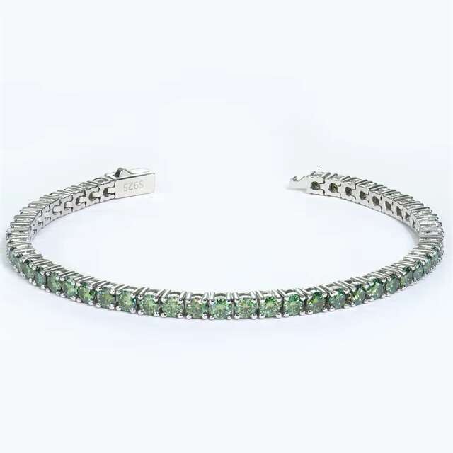 classic 3mm moissanite tennis chain bracelets for unisex blue green champagne black color moissanite gemstone bracelets for girl