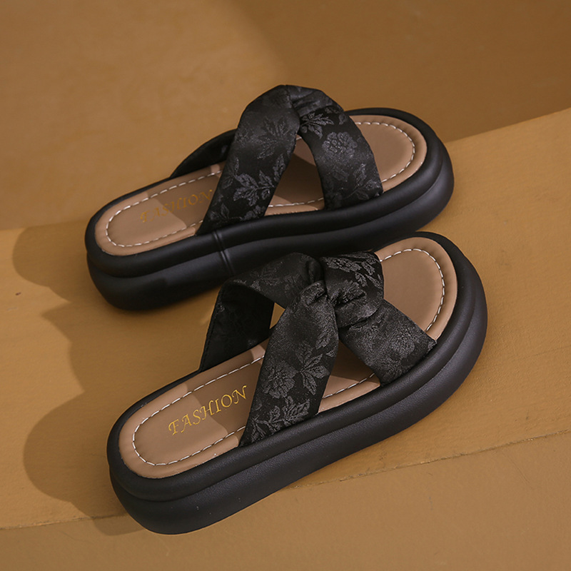 Ddmysports Chinese Style Women S Sandals For Outdoor Wear Summer New Versatile Thick Sole Skirt Matching Platform Slippers Outdoor Shoes