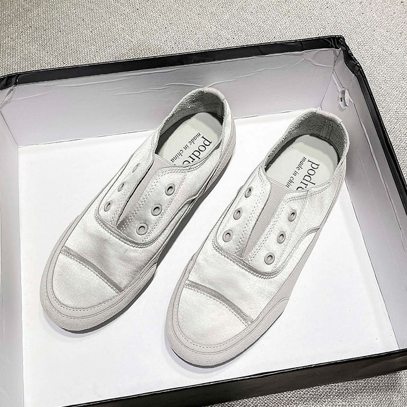 Ddmyoutdoor Women S Spring New Single Korean Style Casual Flat Comfortable Satin Slip On Lazy Shoes Outdoor Shoes