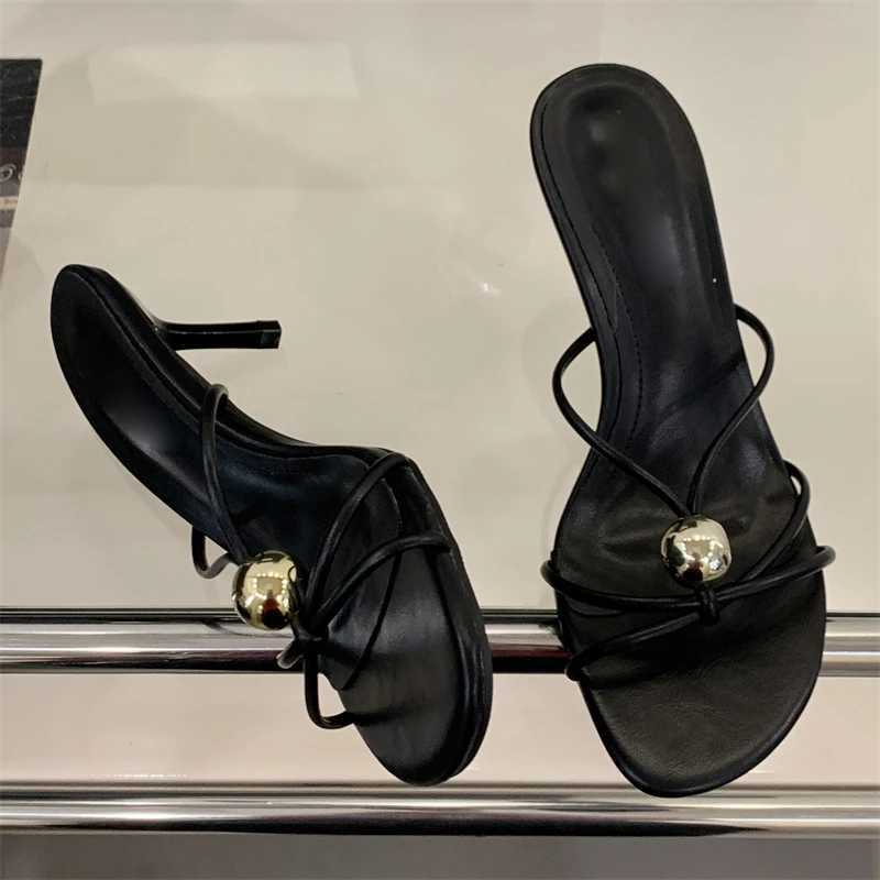 Eilyken Fashion Design Narrow Band Square Toe Slide Women Slippers Summer Thin Low Heels Party Dress Female Shoes Z250614