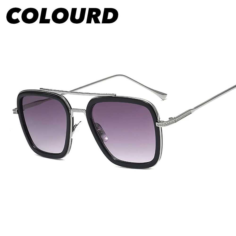 Colorful Square Men Edith Sunglasses Steampunk Blue Metal Frame UV400 Sun Glasses 2025 Trending Tony Stark Women Punk Eyewear Z250614