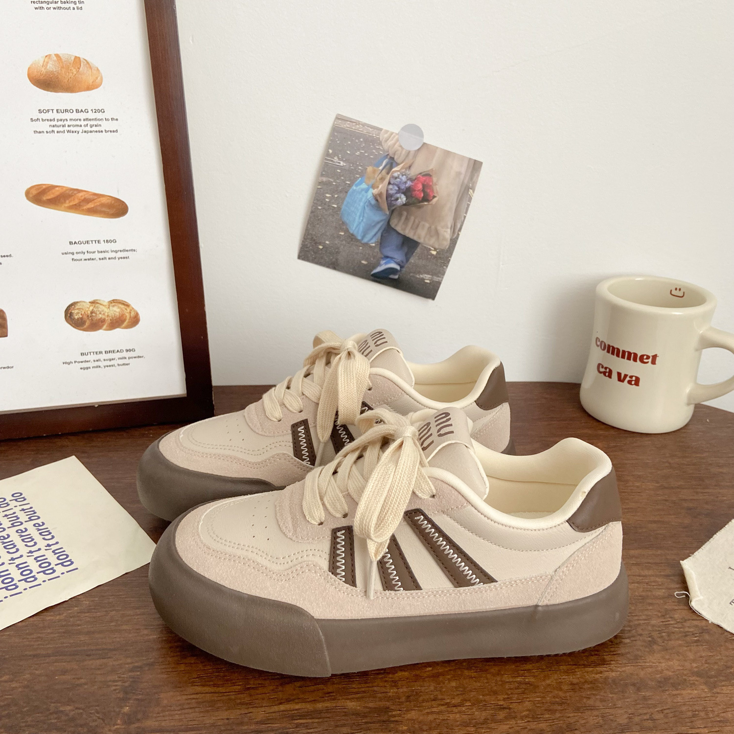 Ddmysports Dexun Thick Soled Sneakers For Women Leather Surface Autumn New Chic Niche Korean Style Low Top Student Sports White Shoes Outdoor Shoes