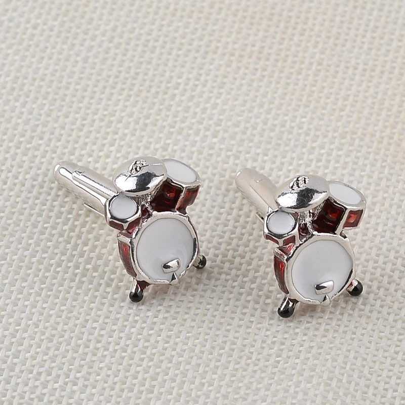 Fashion Music Drum Cufflinks for Men New Trendy 3D Red White Drum CUFFLINKS French Shirt Party Wedding Jewelry Boyfriends Gifts XJ250614