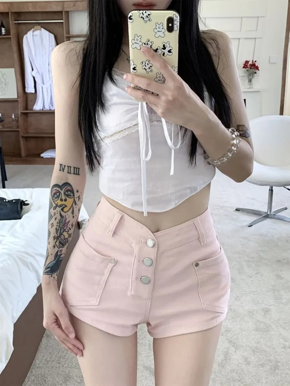 High Waist Button Short Jean Pants Woman Casual Normal Harajuku Fashion Streetwear Flowy Youthful Y2k Denim Shorts for Women 250613