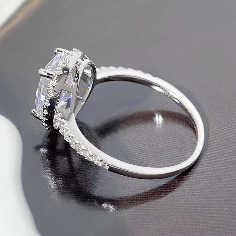 FOXI 8*10 Halo Oval Cut Moissanite Diamond Engagement Ring Platinum Plated 925 Sterling Silver VVS Moissanite Diamond Fine Rings