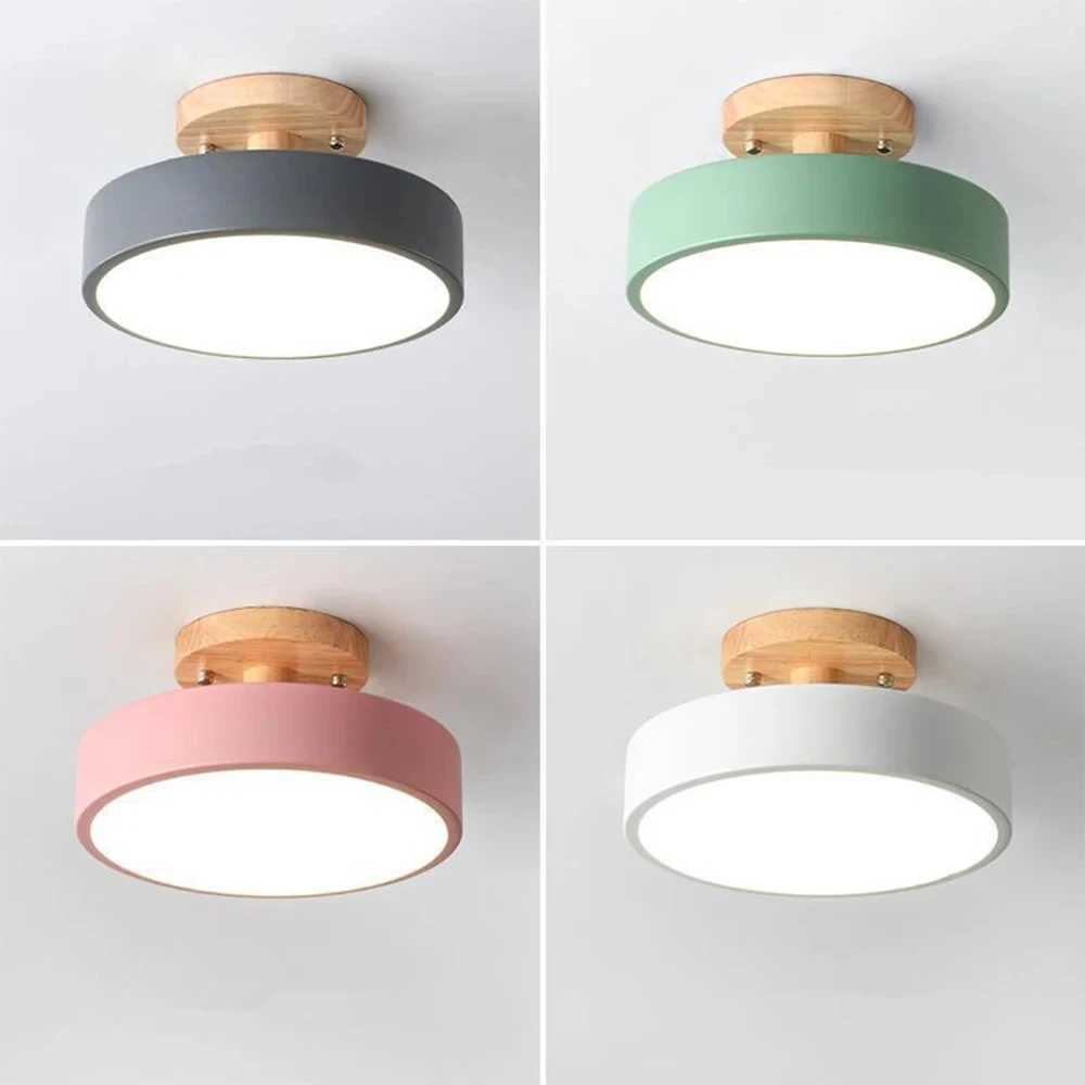 Nordic Round LED Ceiling Lamp Wood Grain Light Ceiling Light Home Bedroom Lighting for Kitchen Corridor Home Decor Fixtures XJ2500613