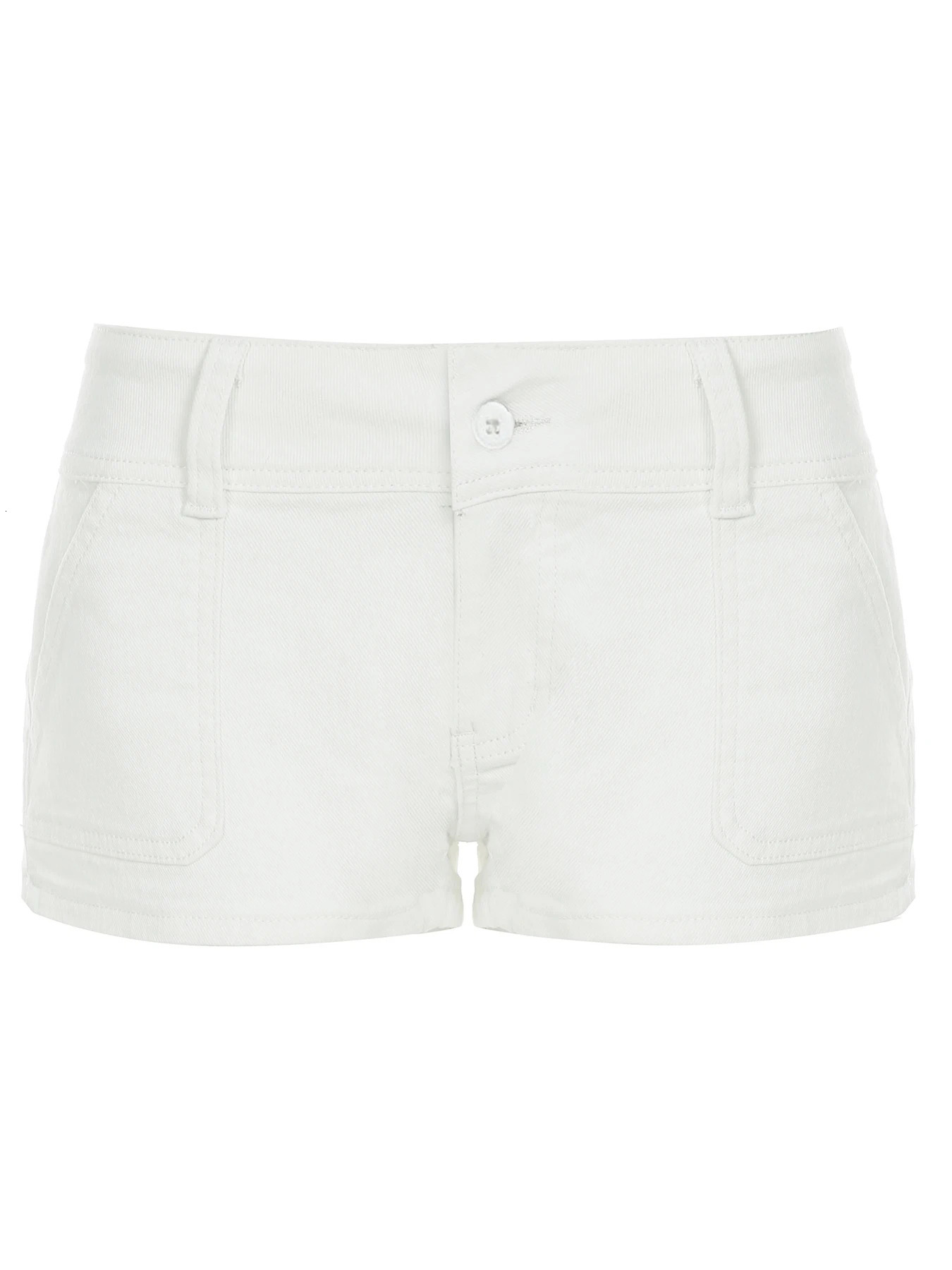 Y2K Womens Knitted White Shorts Pockets Sexy Low Rise Skinny Super Short Pants Streetwear Casual Summer Chic Basic Shorts Chic 250613