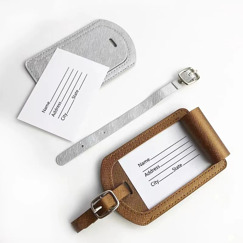 Custom Letters Saffiao PU Leather Luggage Tag Wholesale Personalize Initial Travel Accessories Women Men Suitcase Name Card Tag 250614