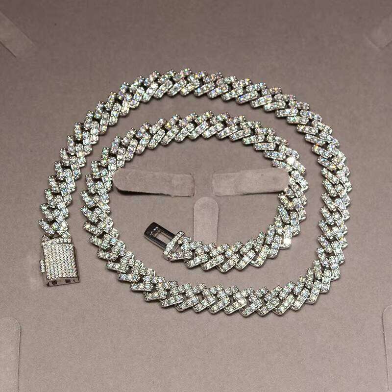 Hip Men Jewelry 12Mm Sterling Sier 10K 14K Iced Out VVS Moissanite Cuban Chain Necklace